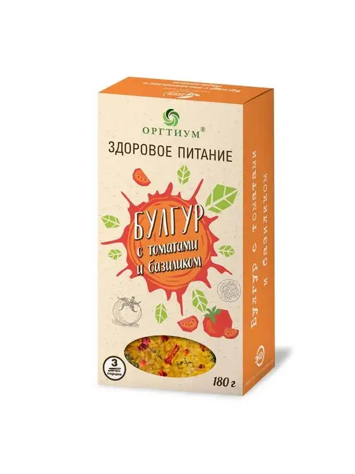 Оргтиум Булгур с томатами и базиликом, 1 шт. 180г, 1 шт, 180 г, фото 2
