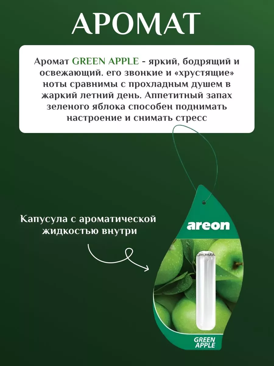 Ароматизатор для авто AREON LIQUID 5ml Яблоко зелёное Areon 138732886  купить за 220 ₽ в интернет-магазине Wildberries