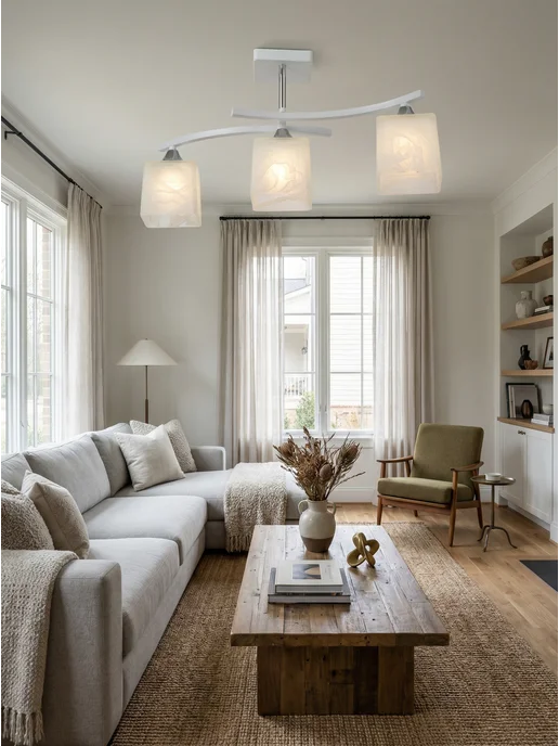 ECO Interior Люстра потолочная в спальню, светильник, белый, фото 5