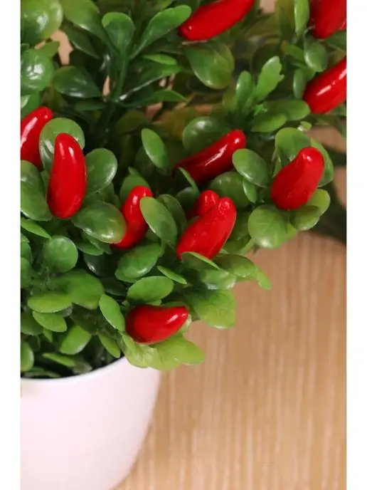 GreenHol Искусственное растение для декора Перец в горшке, красный, фото 3