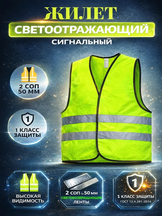 KPD Жилет светоотражающий, желтый