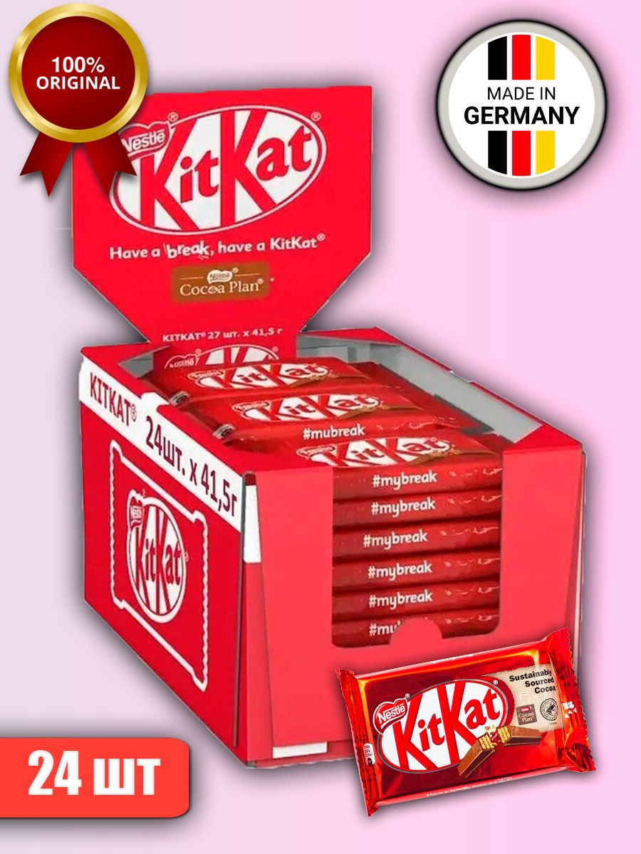 Шоколадный батончик Кит Кат Классический, 24 шт по 41,5 г Kitkat 138767332  купить за 1 638 ₽ в интернет-магазине Wildberries