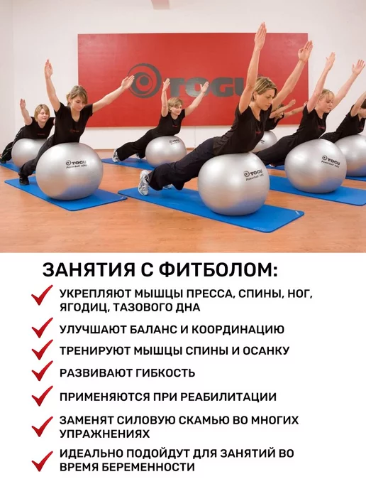 TOGU Мяч гимнастический 65 см, серый, фото 4