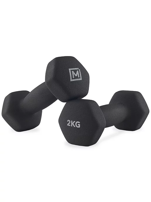 MOVERTEX Гантели 2 шт неопреновые 2 кг для фитнеса, 2 шт, 2 кг
