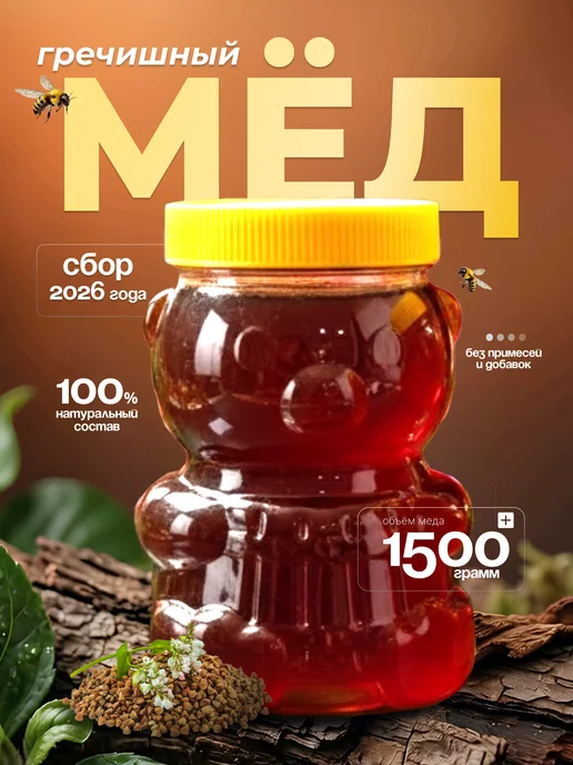 LEOFOX Мед набор Разнотравье, Гречишный 3 кг Сбор 2026, 1,5 кг