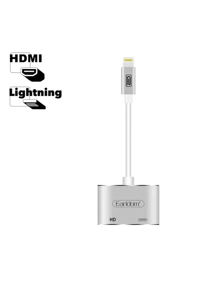 Переходник Lightning на HDMI и Lightning для телефона Earldom 138877126  купить за 733 ? в интернет-магазине Wildberries