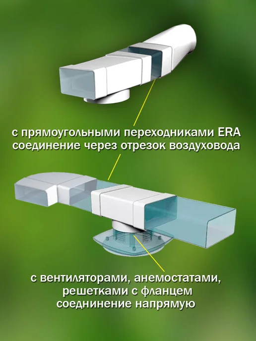 ERA Соединитель вентиляционный 60×204 фланец D 125 мм, 60x204, фото 3