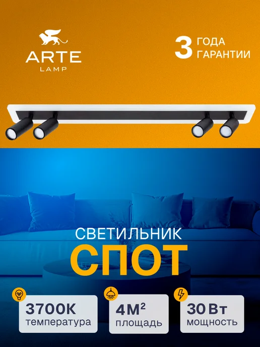 Arte Lamp Спот TOMMY A2607PL-30BK, черный