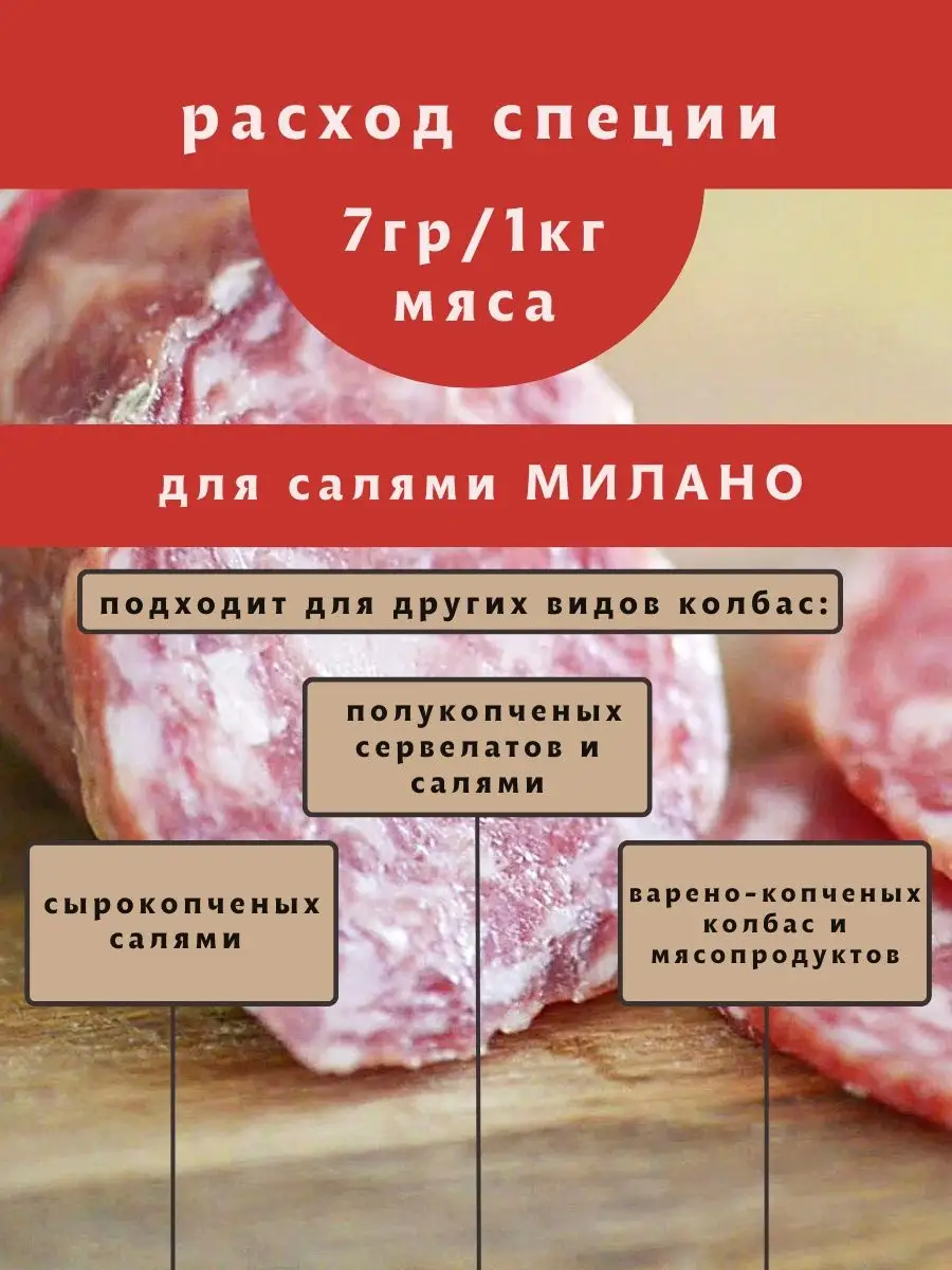 КОЛБАСА МИЛАНО, Специи для сыровяленых колбас 250 гр ЕмКолбаски 138901575  купить за 885 ₽ в интернет-магазине Wildberries