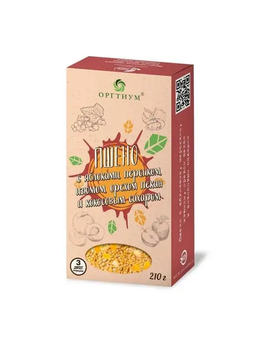 Оргтиум Пшено с фруктами, орехом пекан и кокосовый сахар 5шт*210г, 5 шт, 210 г, фото 2