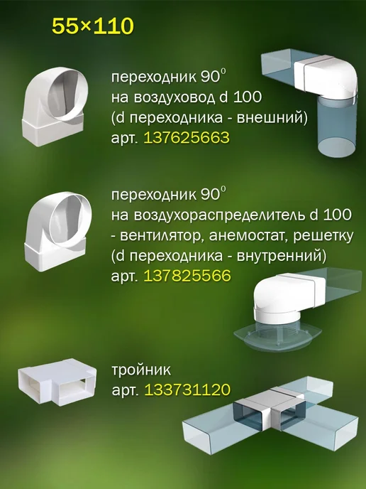 ERA Соединитель воздуховодов 55×110 и 60×204 мм для вентиляции, 55x110, фото 8
