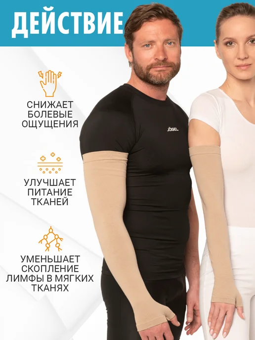 центр компресс Рукав компрессионный перчатка с пальцем удлиненный 1 класс, бежевый, фото 5