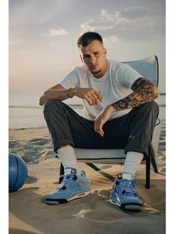 Кроссовки Nike 4 blue Джорданы синие Jordan 138961416 купить за 4 424 ₽ в интернет-магазине Wildberries