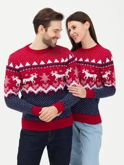 Новогодний свитер с оленями без горла мужской женский Stellato Knitwear 138963759 купить за 1 790 ₽ в интернет-магазине Wildberries