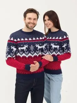 Новогодний свитер с оленями без горла мужской женский Stellato Knitwear 138963760 купить за 1 790 ₽ в интернет-магазине Wildberries