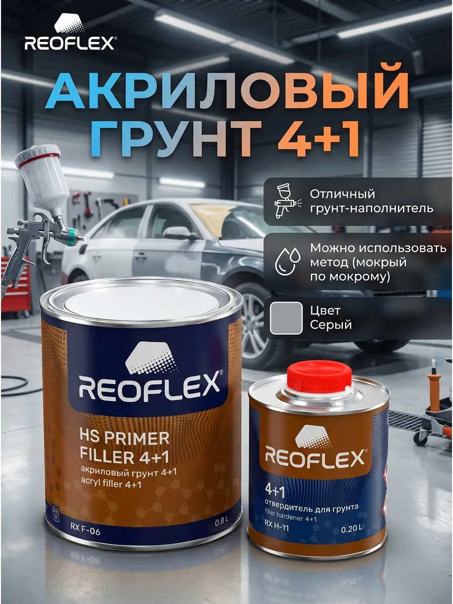 Акриловый грунт 4+1 Серый (0,8л+0,2л)