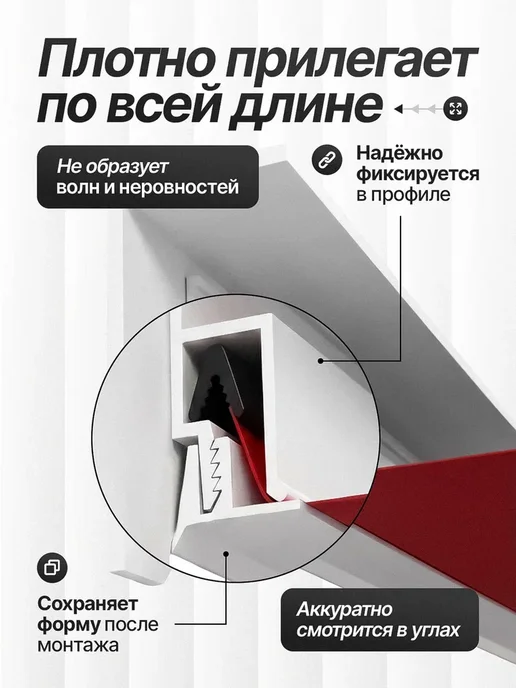 магазин Гефест Плинтус вставка заглушка для натяжного потолка 20 м белая, вариант, фото 4