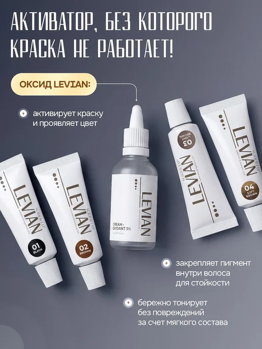 LeVian Краска для ресниц и бровей набор профессиональный, черный, фото 5