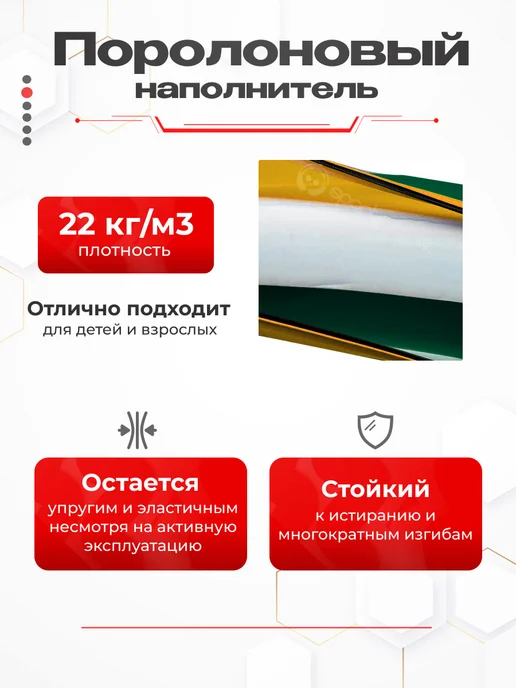 SportPanda Мат гимнастический 100*200*10см, винилис+поролон 18 кг м3, 100x200x10 см, 22 кг, фото 2