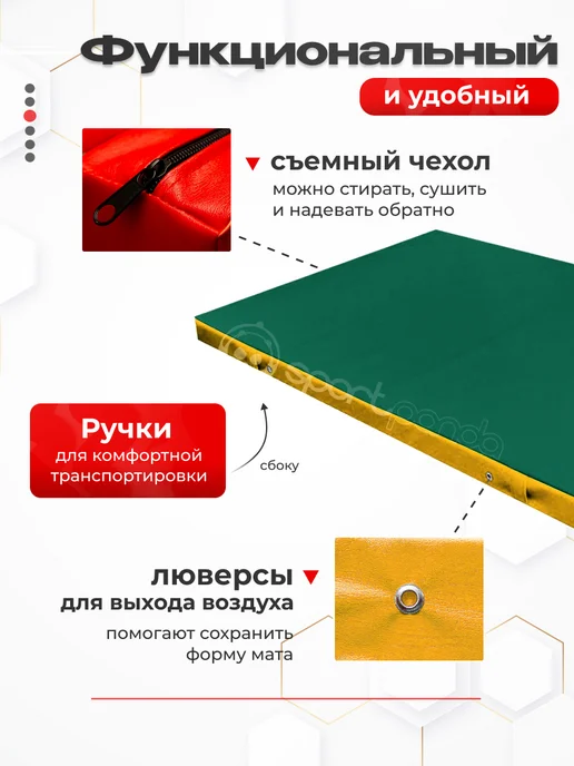 SportPanda Мат гимнастический 100*200*10см, винилис+поролон 18 кг м3, 100x200x10 см, 22 кг, фото 3