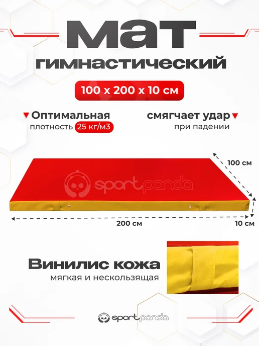 SportPanda Мат гимнастический 100*200*10см, винилис+поролон 18 кг м3, 100x200x10 см, 25 кг