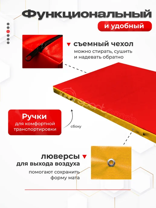 SportPanda Мат гимнастический 100*200*10см, винилис+поролон 18 кг м3, 100x200x10 см, 25 кг, фото 3