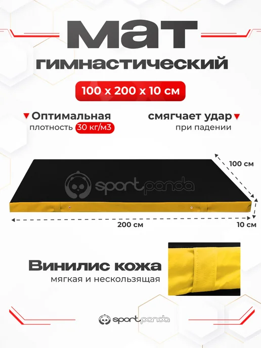 SportPanda Мат гимнастический 100*200*10см, винилис+поролон 18 кг м3, 100x200x10 см, 30 кг