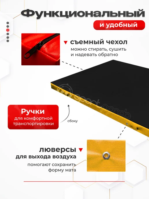 SportPanda Мат гимнастический 100*200*10см, винилис+поролон 18 кг м3, 100x200x10 см, 30 кг, фото 3