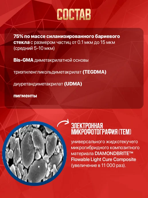 Diamondbrite Стоматологический материал микрогибридный жидкотекучий набор, 24 шт, фото 3