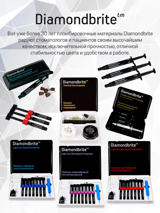 Diamondbrite Стоматологический материал микрогибридный жидкотекучий набор, 24 шт, фото 6