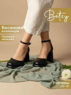 Туфли на высоком каблуке Мери Джейн черные