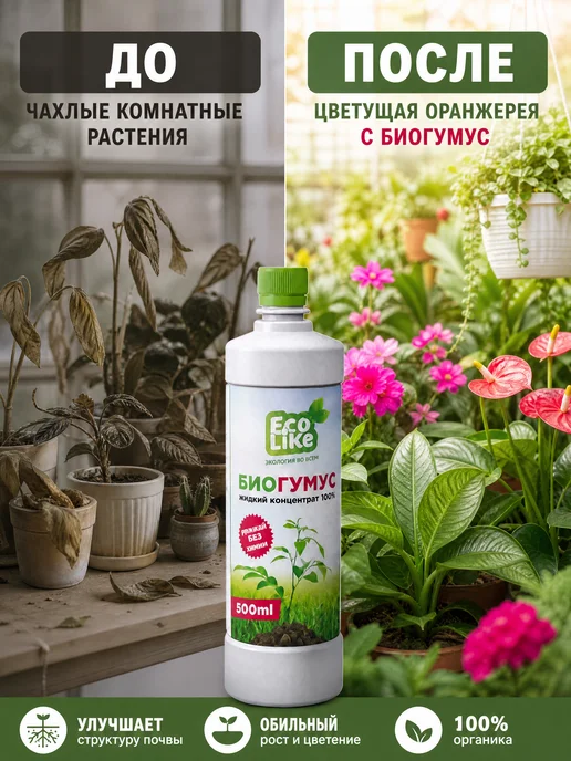 Ecolike Удобрение Биогумус жидкий для комнатных растений, цветов, вариант, фото 6