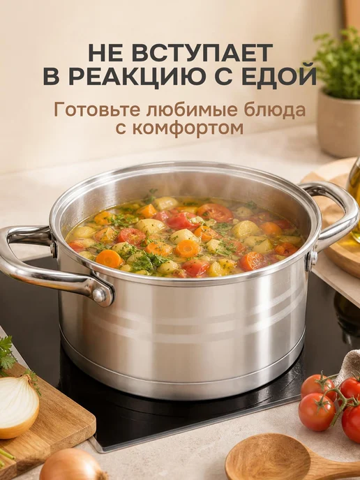 PERFECTO LINEA Кастрюля из нержавеющей стали 3,4 литра с крышкой Milagros, серый, фото 6