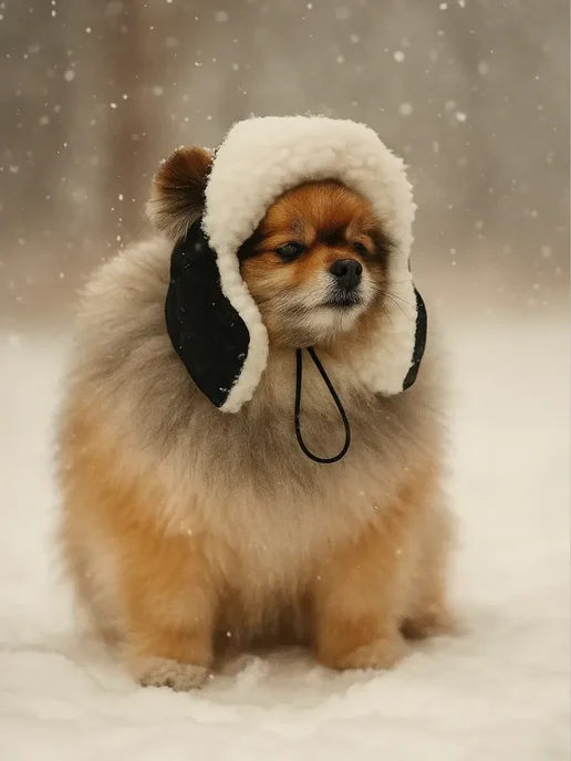 Patriky Зимняя шапка ушанка для собак животных, черный