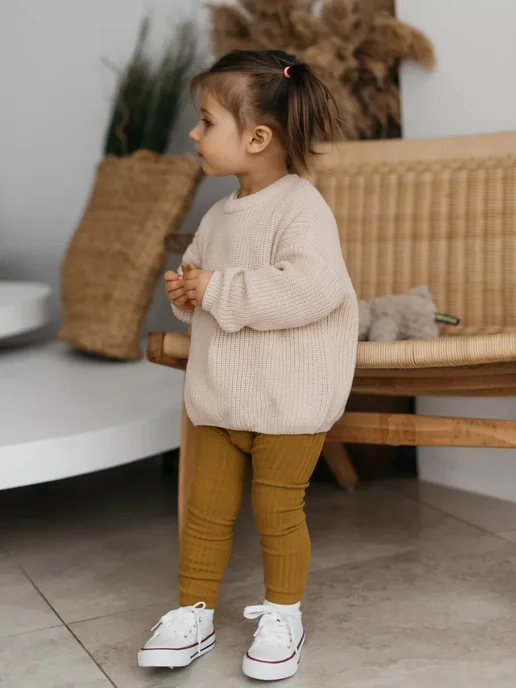 kinderness Леггинсы лосины в рубчик для малышей, желтый, фото 7