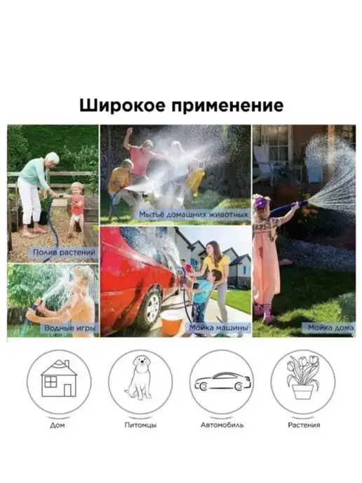 Шланг для полива садовый растягивающийся, синий, фото 8