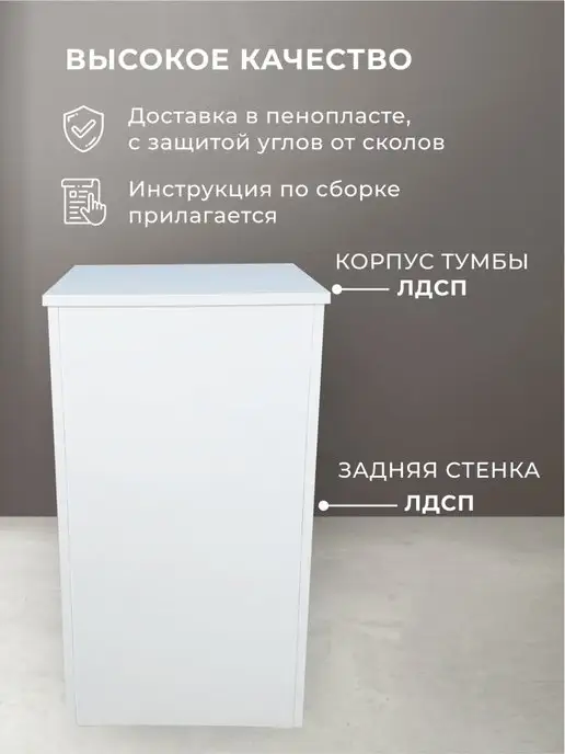 Столы Для Всех Тумба, тумба офисная белая. Четыре ящика с ручками, белый, фото 6