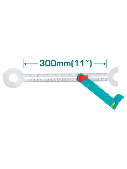 TOTAL tools Малка-угломер строительный угольник с гидро-уровнем 30 см, голубой
