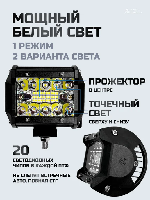 AutoMento Светодиодные противотуманные фары универсальные, вариант, фото 2