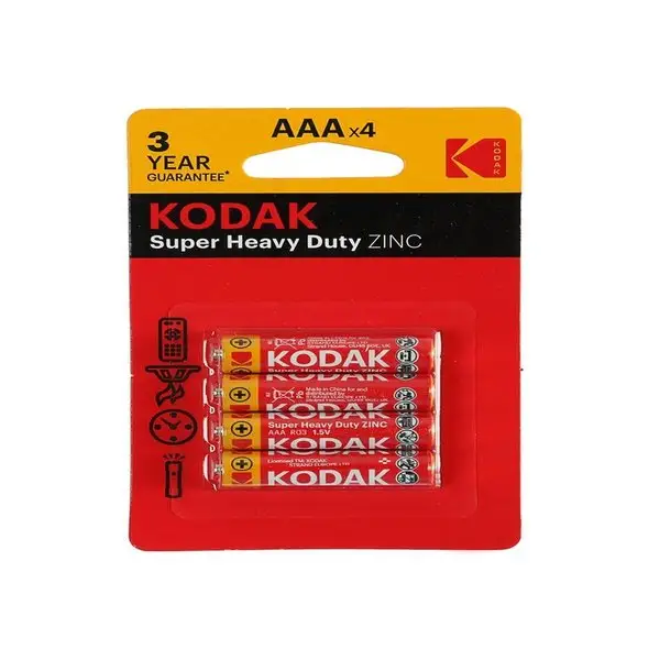 Батарейка солевая Kodak Extra Heavy Duty, AAA, R03 1.5В 4 шт