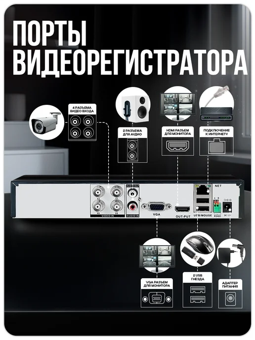 Ps-Link Комплект видеонаблюдения уличный 2МП AHD KIT-C203HD, черный, фото 5