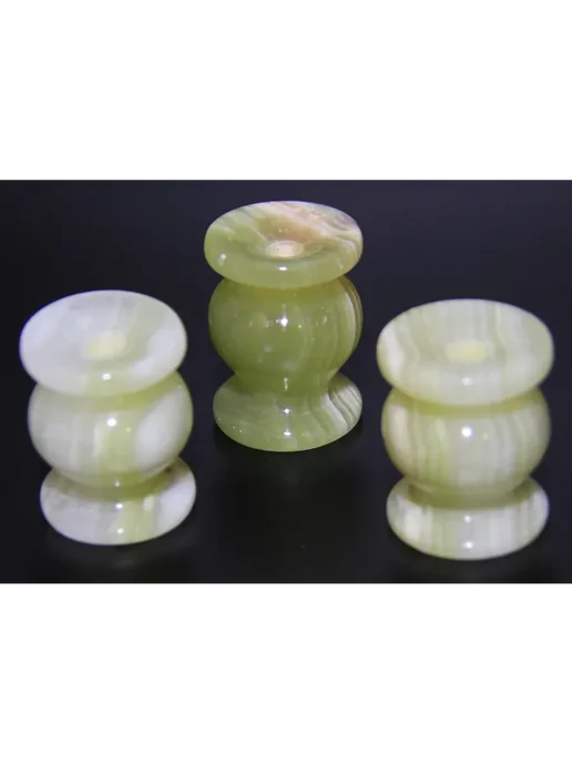 T&Z_Mineral Подсвечник из камня оникс, 3 шт