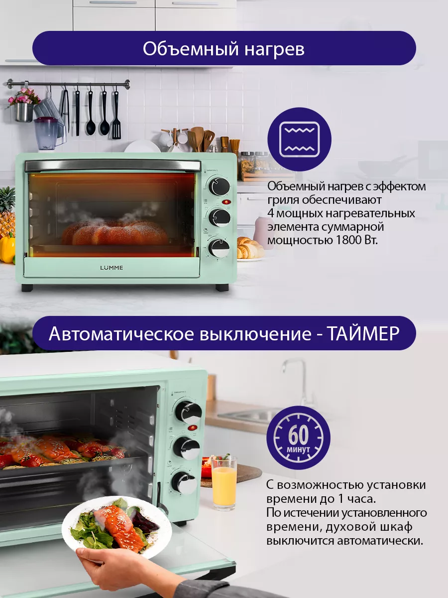 Духовка электрическая настольная, с конвекцией, 33 л LUMME 139406623 купить  в интернет-магазине Wildberries