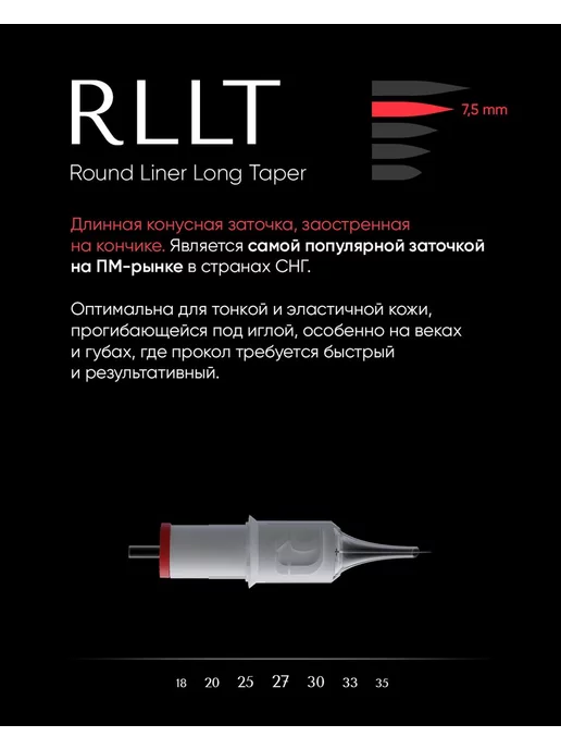 Дефендер 30 01RLLT Картриджи для тату и перманентного макияжа, 20 шт, фото 2
