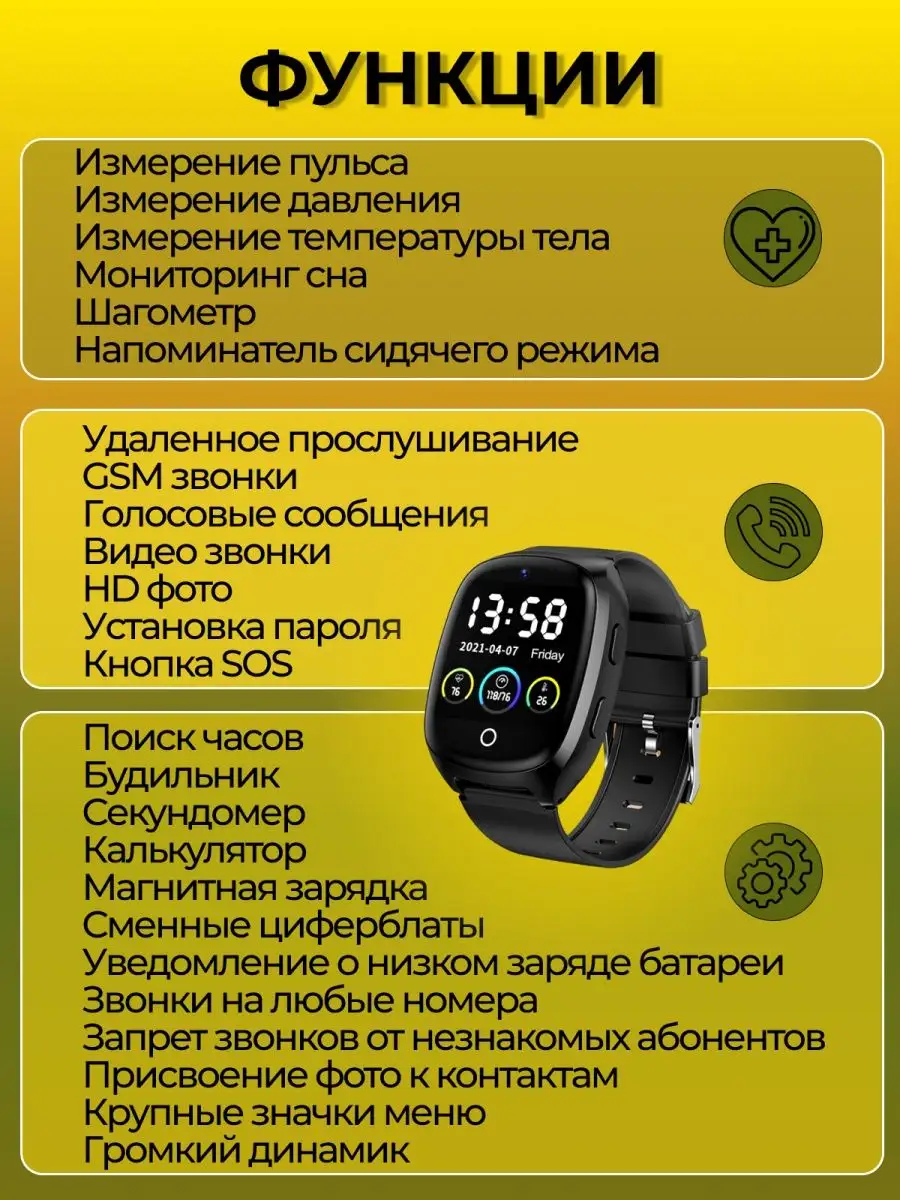 Смарт часы для пожилых людей с сим картой 4G пульса давления Smart Baby  Watch 139452101 купить в интернет-магазине Wildberries