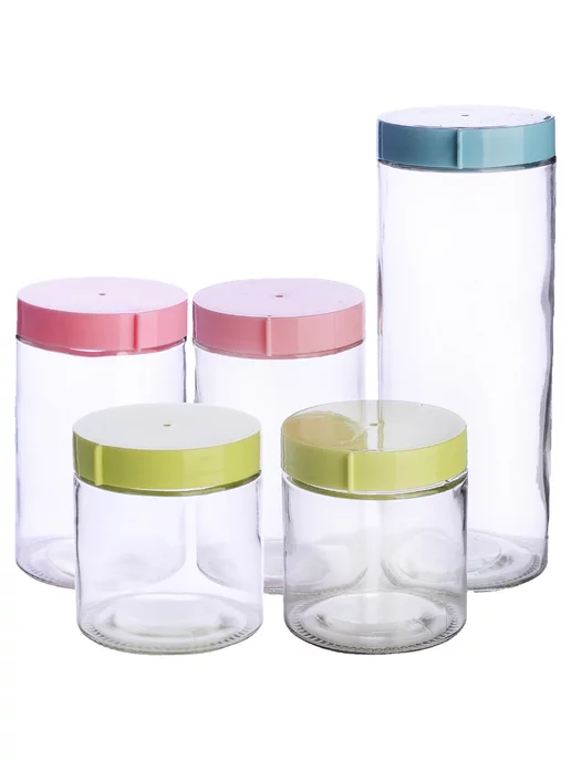 Банки для сыпучих продуктов стекло с крышкой набор 5 шт. - фото 11