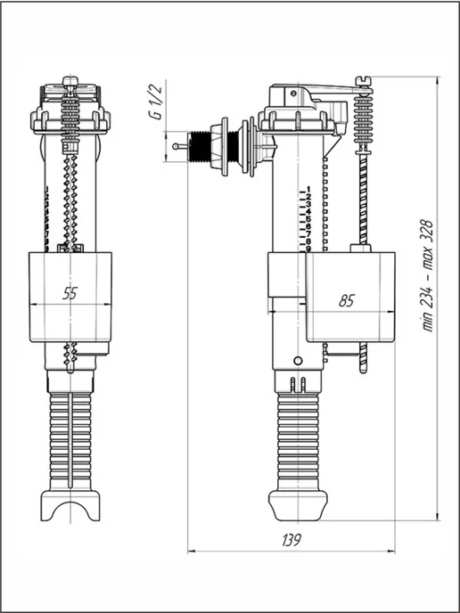 АНИ Пласт Арматура для унитаза одинарная кнопка WC8020C, вариант, фото 3