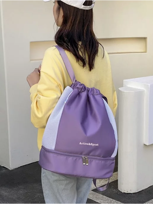 SHOPBAGS4U Рюкзак сумка для тренировок спортзала с карманами на молнии, фиолетовый, фото 5
