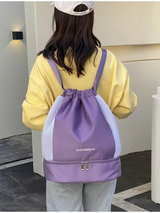 SHOPBAGS4U Рюкзак сумка для тренировок спортзала с карманами на молнии, фиолетовый, фото 6