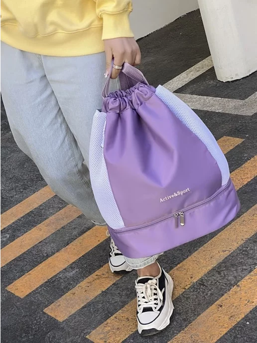 SHOPBAGS4U Рюкзак сумка для тренировок спортзала с карманами на молнии, фиолетовый, фото 7